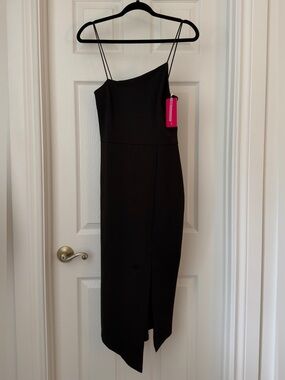Beginning boutique midi dress slit front asymmetrical